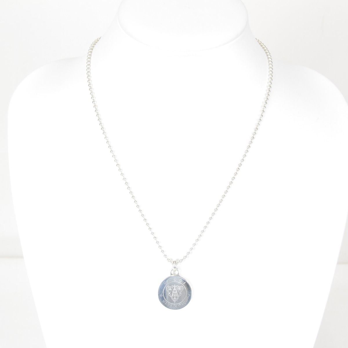 GUCCI グッチ ロゴプレート ボールチェーン AG925 ネックレス シルバー925 レディース ハイブランド