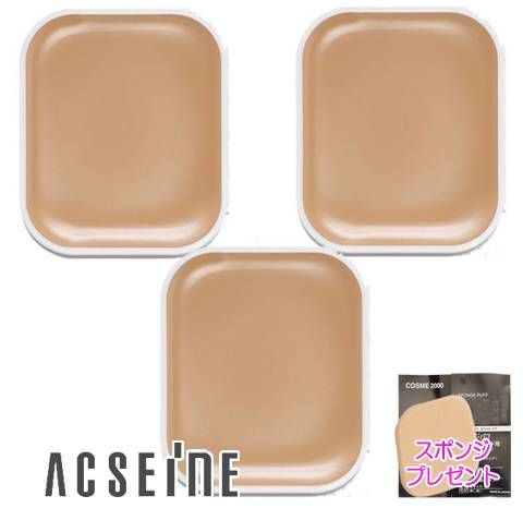 3個セット 正規代理店 スポンジパフプレゼント アクセーヌ クリーミィファンデーションPV リフィル ケース別売り 11g