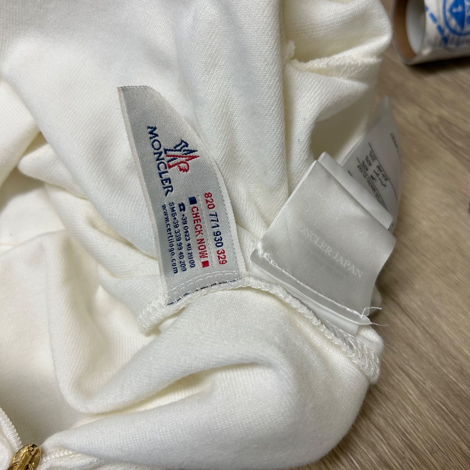 MONCLER モンクレール半袖ジップパーカー白xs