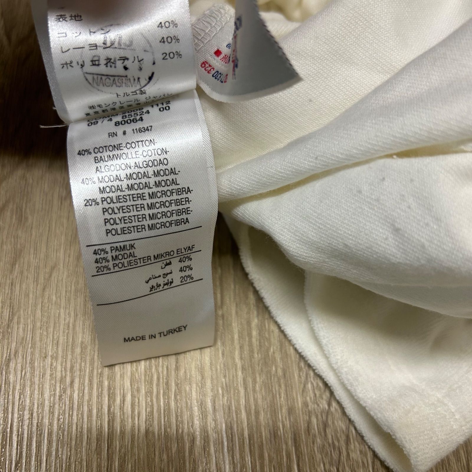 モンクレール半袖ジップパーカー白xs