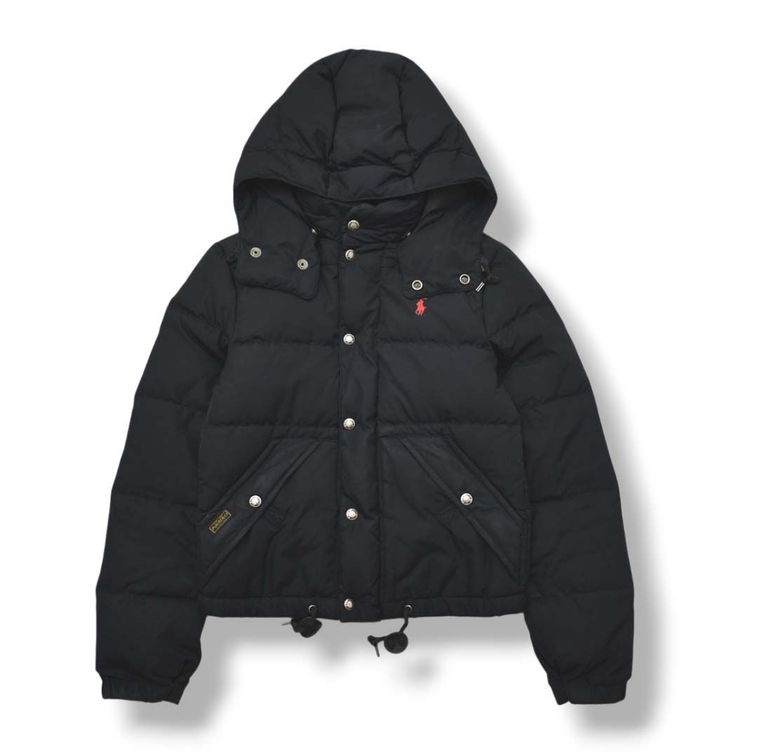 刺繍ロゴ】 POLO ラルフローレン ダウン ジャケット XS 黒 女性用