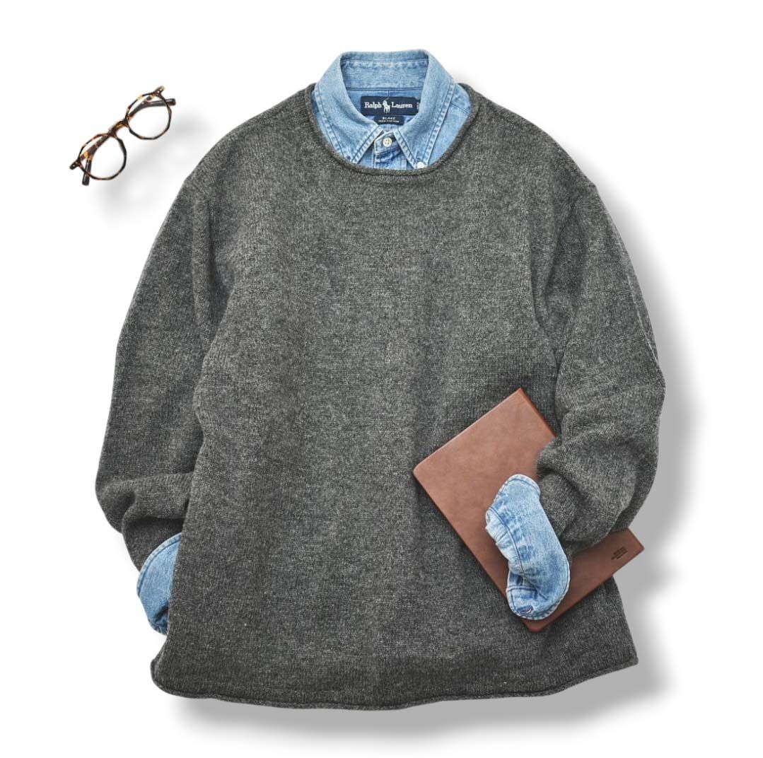 マーガレットハウエル MHL. ボートネック ニット セーター L 灰 無地