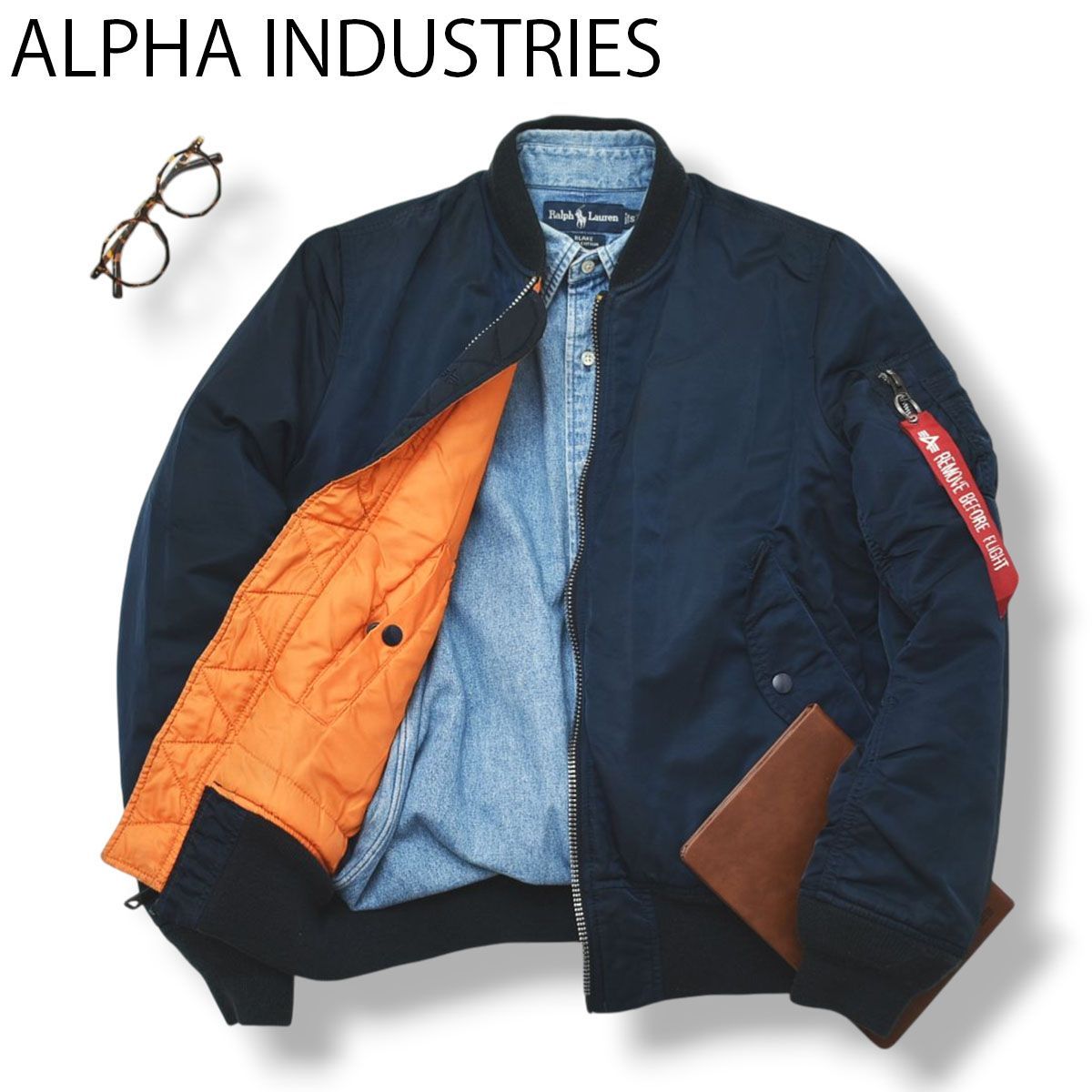 MA-1 アルファ リバーシブル フライトジャケット ネイビー オレンジ