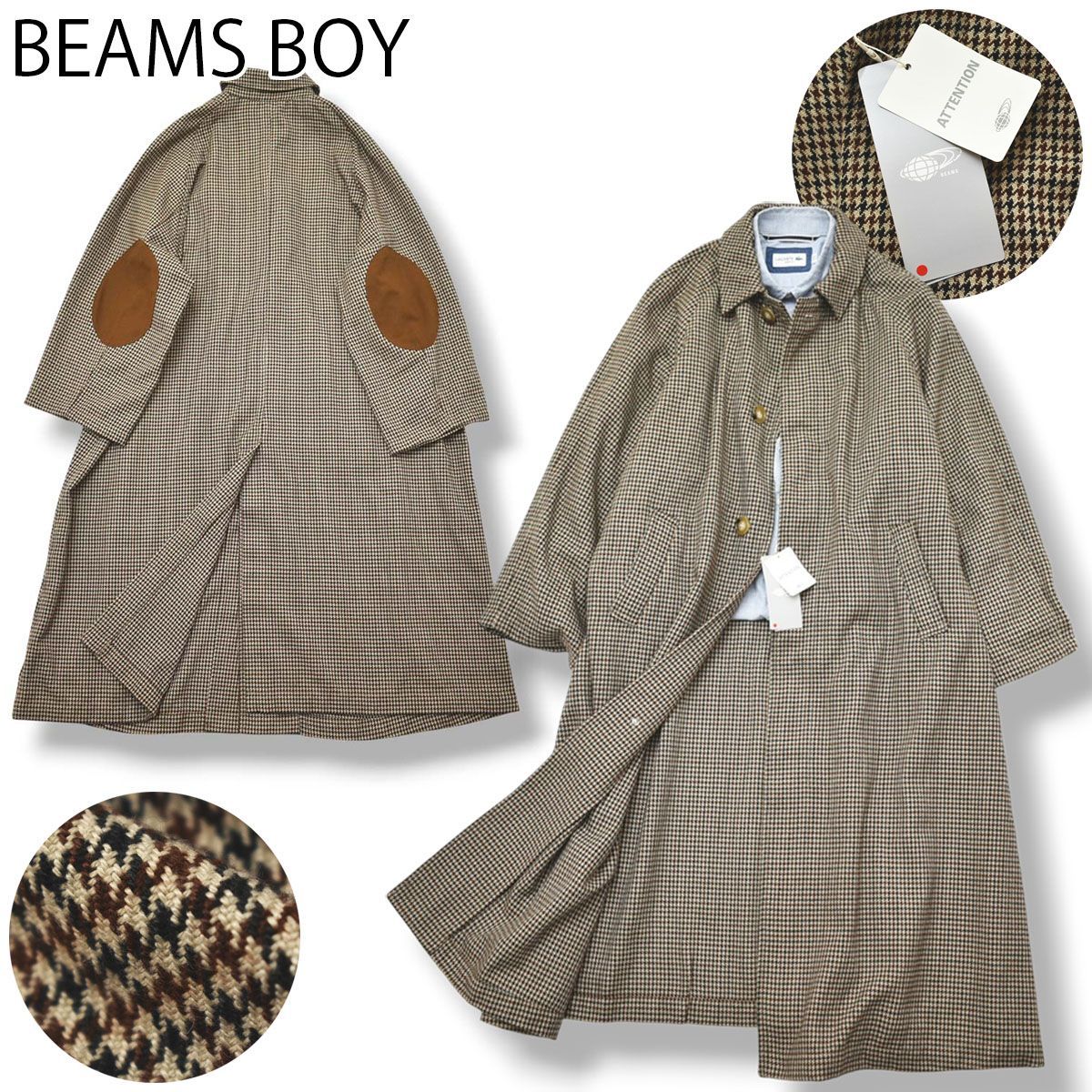 BEAMS BOY 千鳥柄　ステンカラーコート 新品タグ付き】 ビームス ボーイ ステンカラーコート 千鳥格子