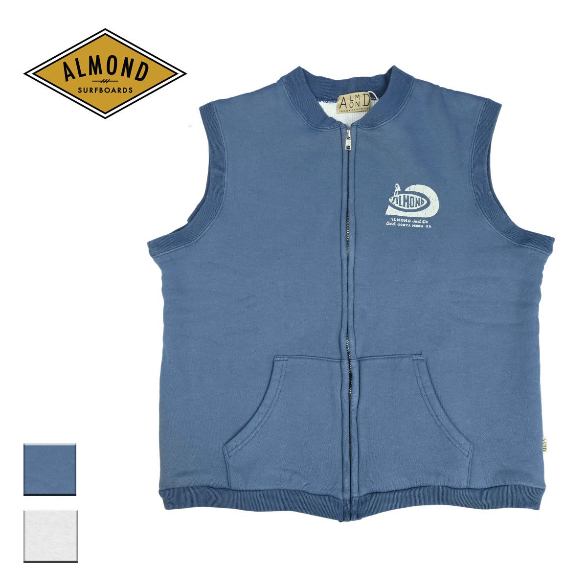 Almond Surf アーモンドサーフ The Painters Vest メンズ レディース ブルー 杢グレー S L VT 3013