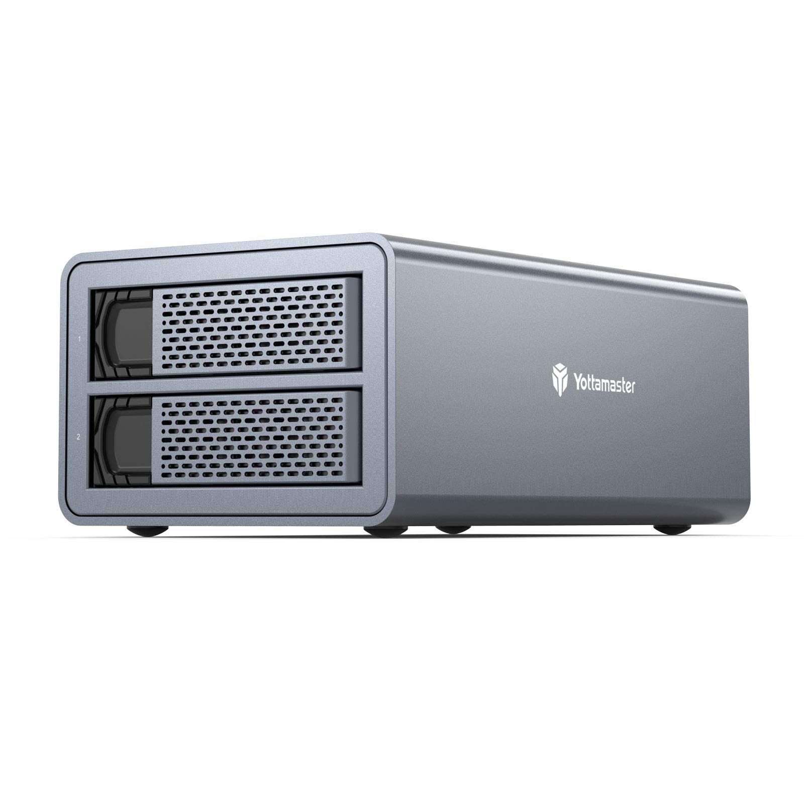 Yottamaster HDDケース 3 5インチ USB 0接続 2 Bay ハードディスクケース SATA 3対応 18 TB 2台搭載 中小企業向け 大容量 外付けハードドライブエンクロージャ アルミ グレー FS U