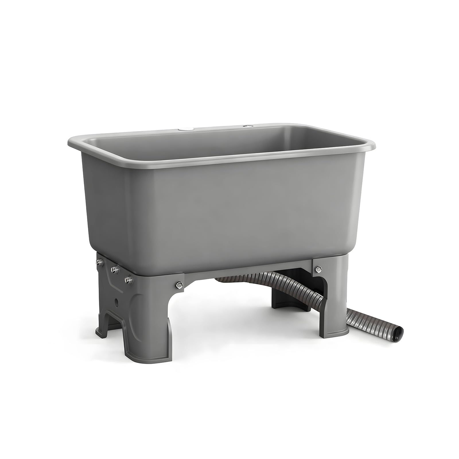 YASICA 簡易流し台 キッチンシンク 屋外用 ガーデンシンク ガーデン流し台 自立型 プラスチック 低い 蛇口なし 深型シンク 組立簡単 持ち運び ガーデン キャンプ 家庭 工場 60 x 40 46.5 cm グレー