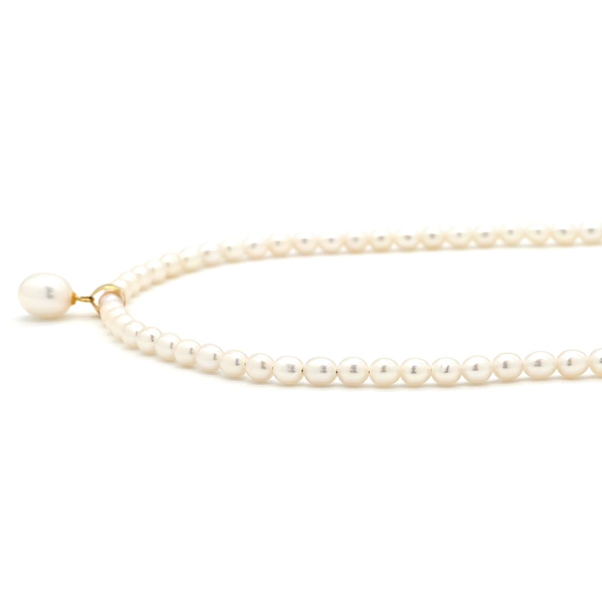 ネックレス パール K 18 YG ホワイト×イエローゴールド 白 ベビーパール ミニパール 真珠 Au 750 18金 ドロップ バロック オーバル