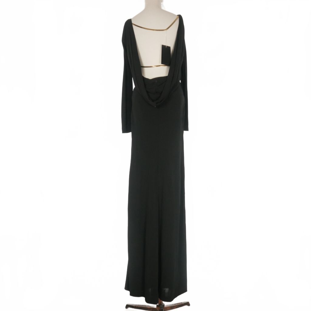 ディースクエアード 23 AW オープンバック ロングドレス ワンピース 長袖 S ブラック 黒 正規