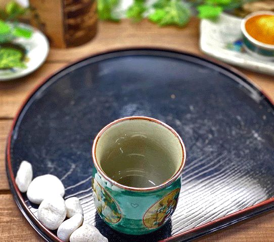 九谷焼 湯呑 湯飲み 大 丸紋松竹梅緑塗り 裏絵 WWW_OPDRERGINERDOGAN_COM