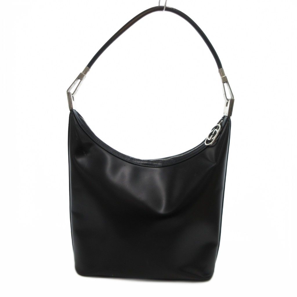 グッチ GUCCI 001 3814 ワンショルダー バッグ インターロッキング レザー GG インターロッキングG シルバー色金具 黒 ブラック JS GY11