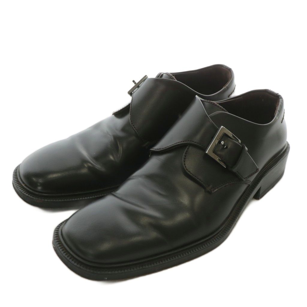 グッチ GUCCI ビジネスシューズ ローファー レザー ラウンドトゥ モンクストラップ 40 5 25 cm ダークブラウン XZ GY 18