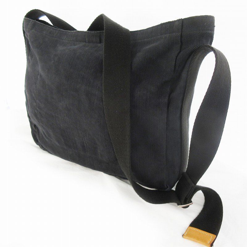 エンダースキーマ Hender Scheme スクエア ショルダーバッグ メッセンジャー square shoulder bag 黒 ブラック キャンバス レザー 鞄