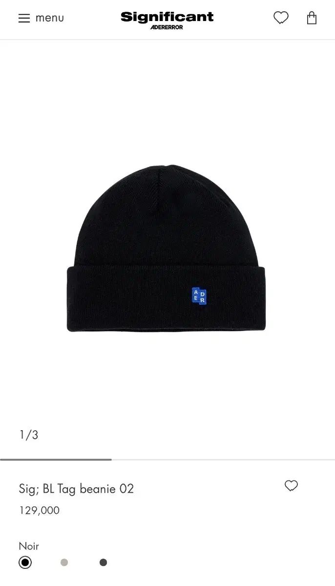 ADER ERROR SIGNIFICANT ビーニー 02 ノワール ブラック