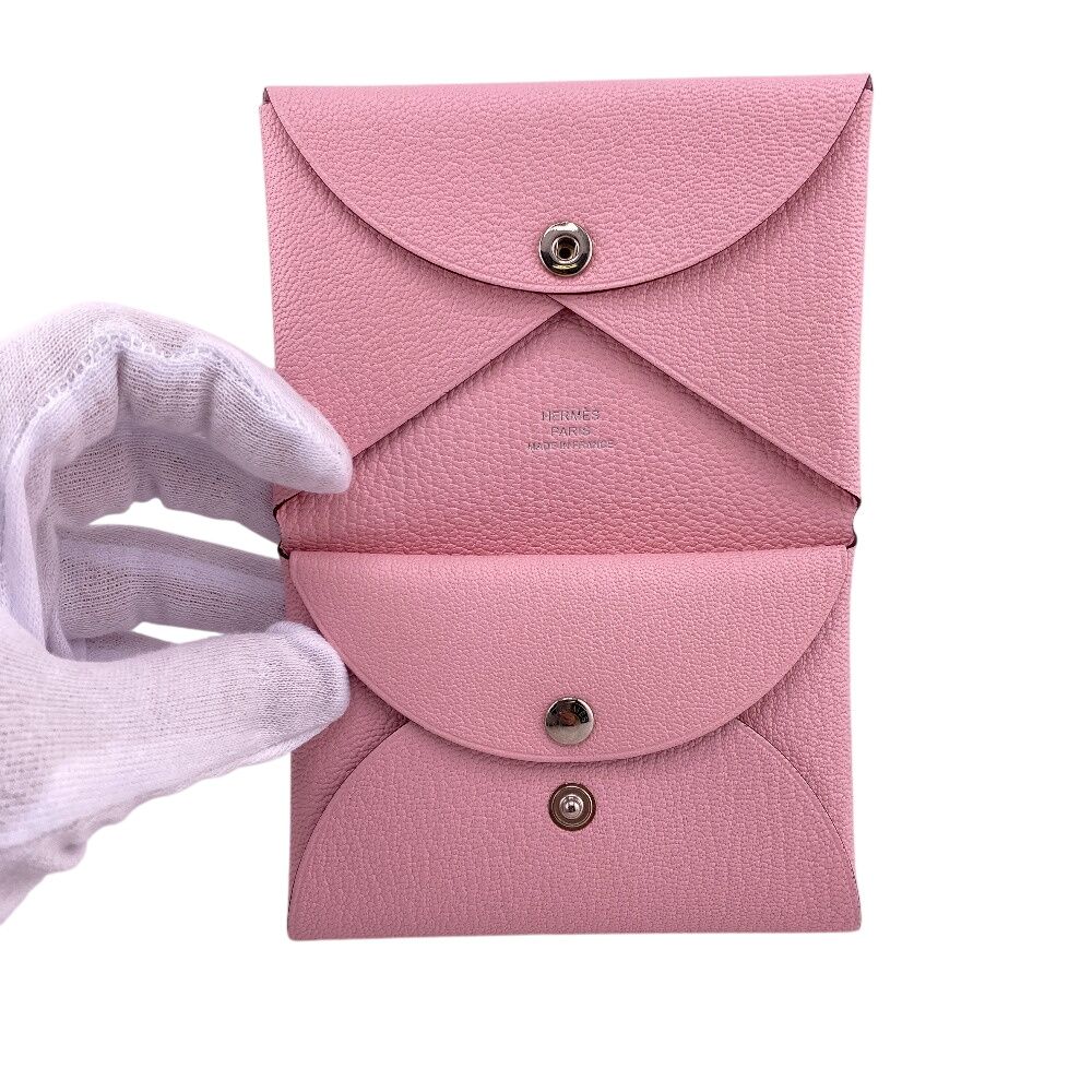  HERMESエルメス W カルヴィ デュオ シルバー金具 コインケース 財布 ウォレット ブランド 小銭入れ ピンク レディース その他 小物