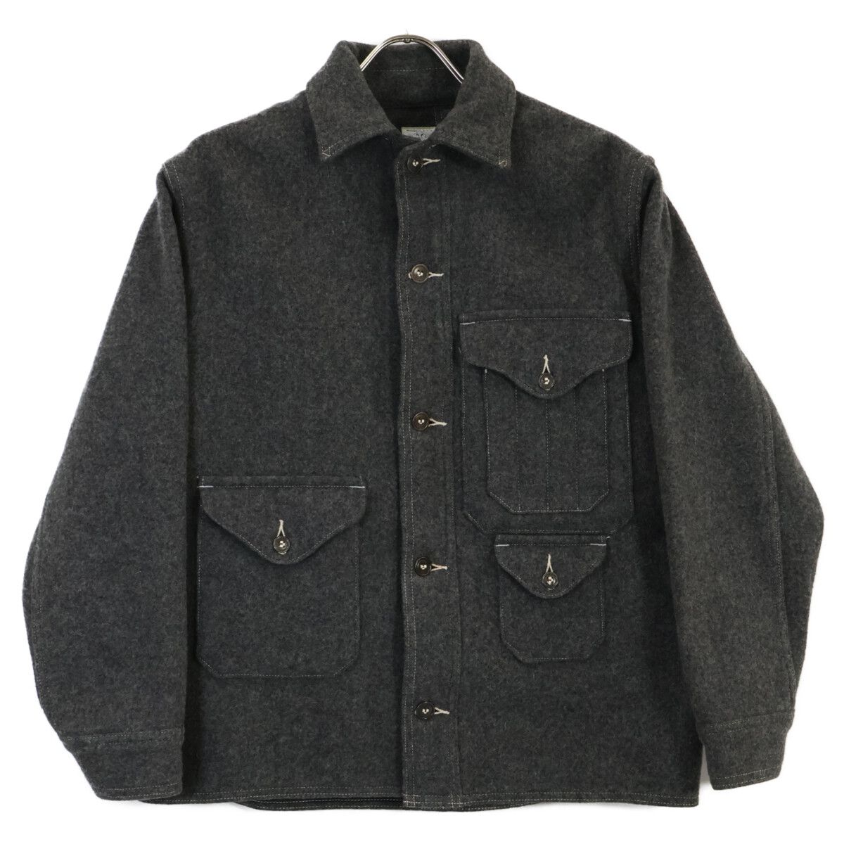 POST OVERALLS ポストオーバーオールズ ｸﾞﾚｰ ｳｰﾙ ｸﾙｰｻﾞ ﾒﾙﾄﾝｼﾞｬｹｯﾄ S