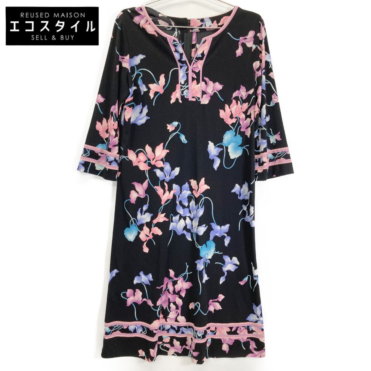 LEONARD レオナール 0120250 フラワー総柄 ベルト付 40