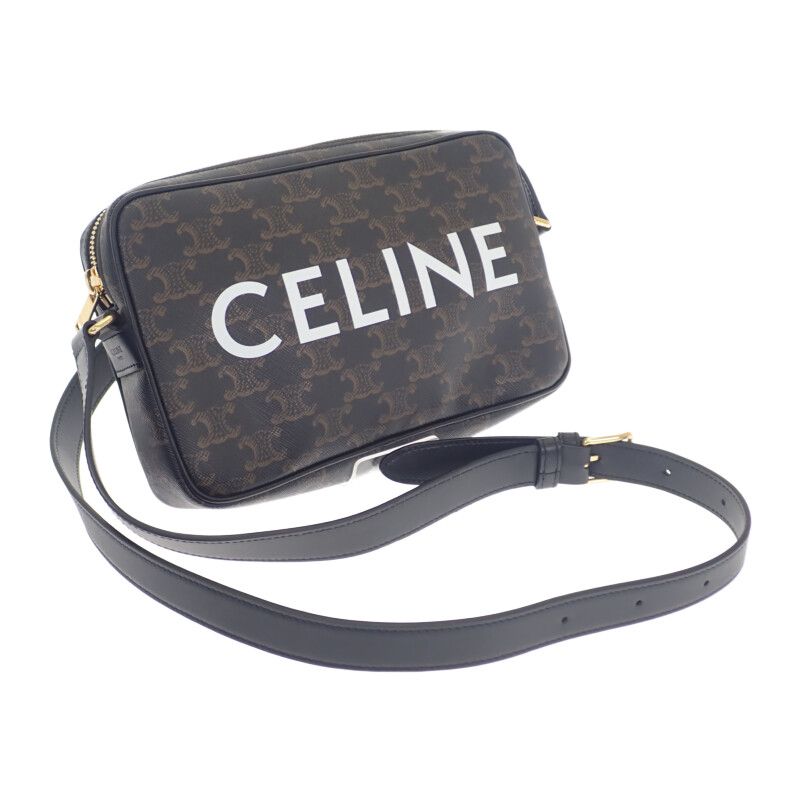 セリーヌ CELINE ミディアムメッセンジャー 194502CIM.38OG ショルダーバッグ PVC ブラック ゴールド金具 レディース Aランク