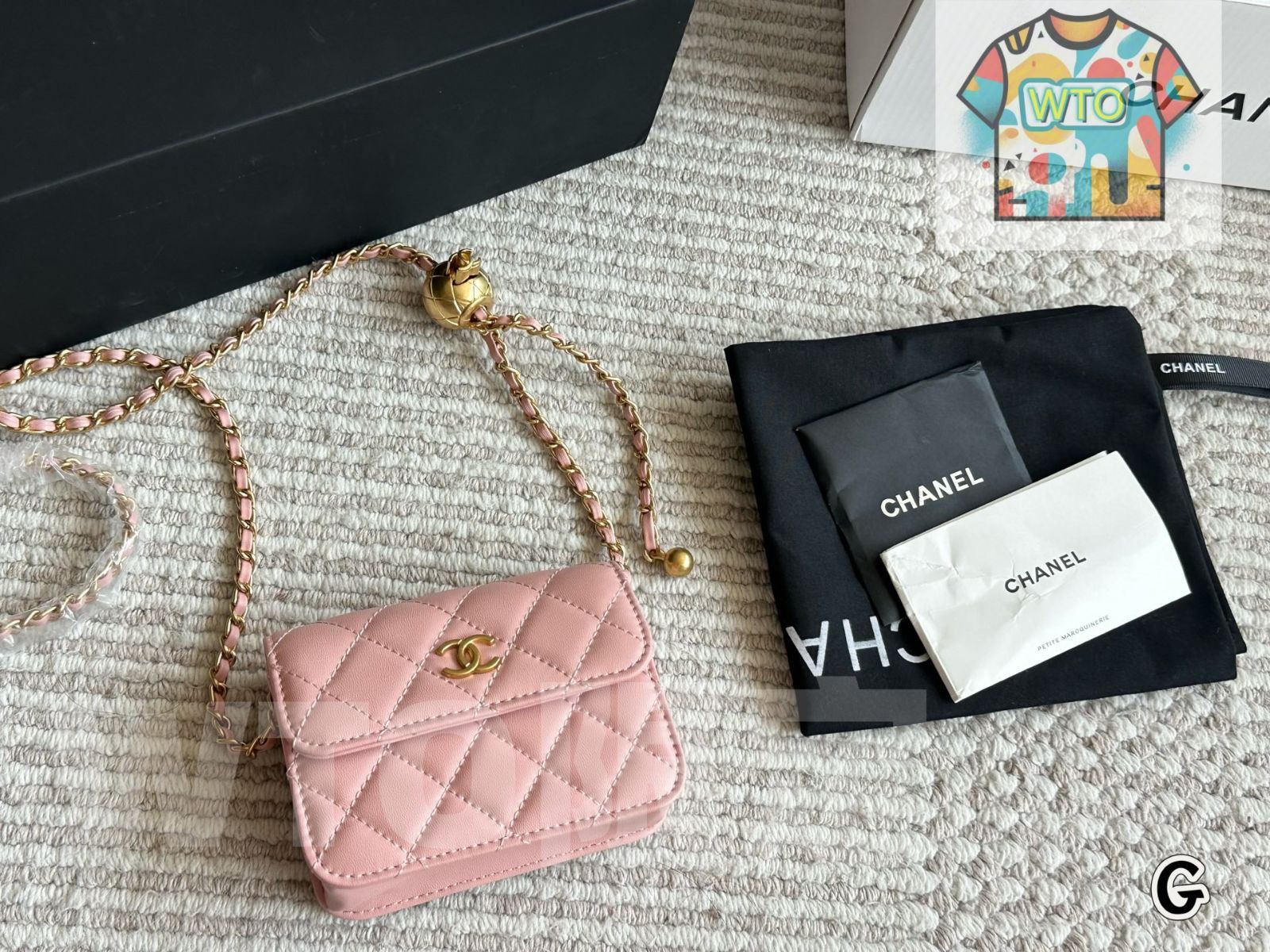 小金球シリーズ 菱格紋チェーンバッグ-WTO輸入