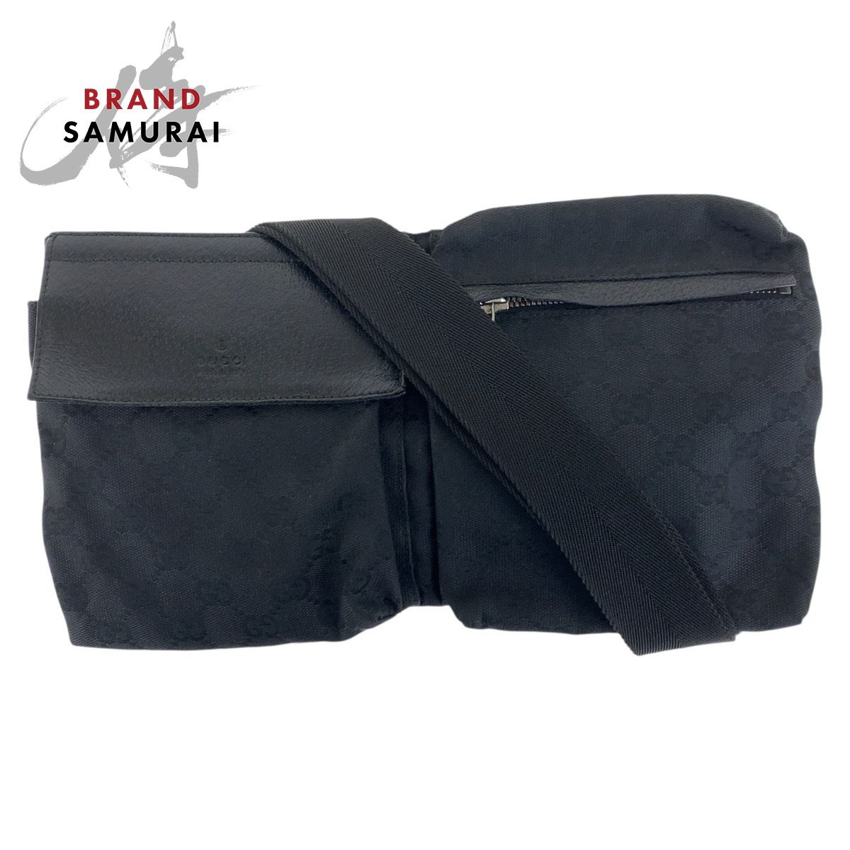 GUCCI グッチ ブラック 黒 シルバー金具 GGキャンバス レザー 28566 ボディバッグ ウエストポーチ レディース 505677