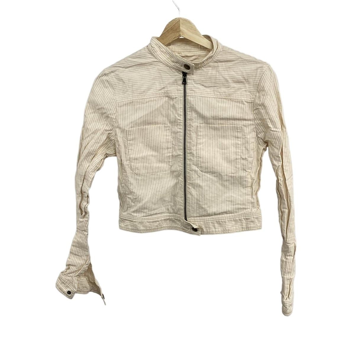 PRADA SPORT プラダスポーツ ブルゾン サイズ42 M レディース - ベージュ×アイボリー 長袖 ストライプ 春 秋