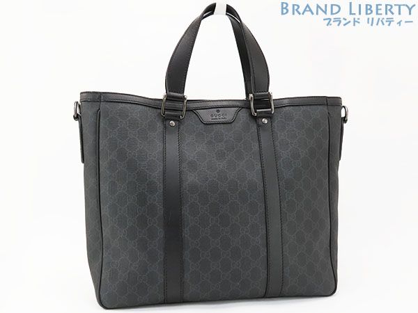 グッチ GUCCI GGスプリーム トートバッグ ハンドバッグ ブラック PVC レザー 353393