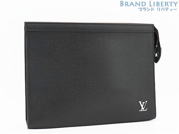 超 ルイヴィトン LOUIS VUITTON タイガ ポシェット ヴォワヤージュ MM セカンドバッグ ハンドバッグ クラッチバッグ ポーチ ノワール ブラック レザー M30450