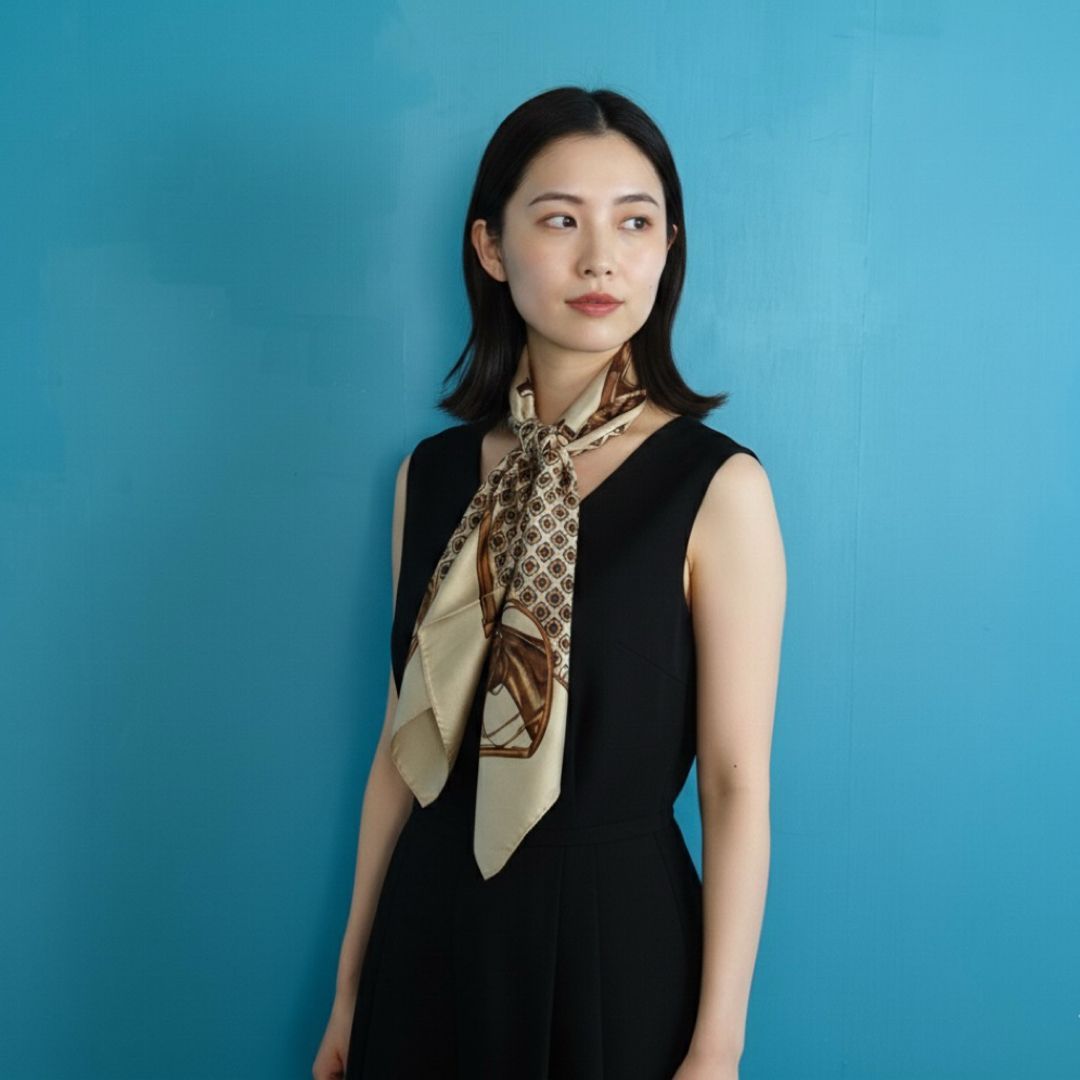 CELINE セリーヌ 馬具と馬車柄 シルク 大判スカーフ ベージュ ブラウン