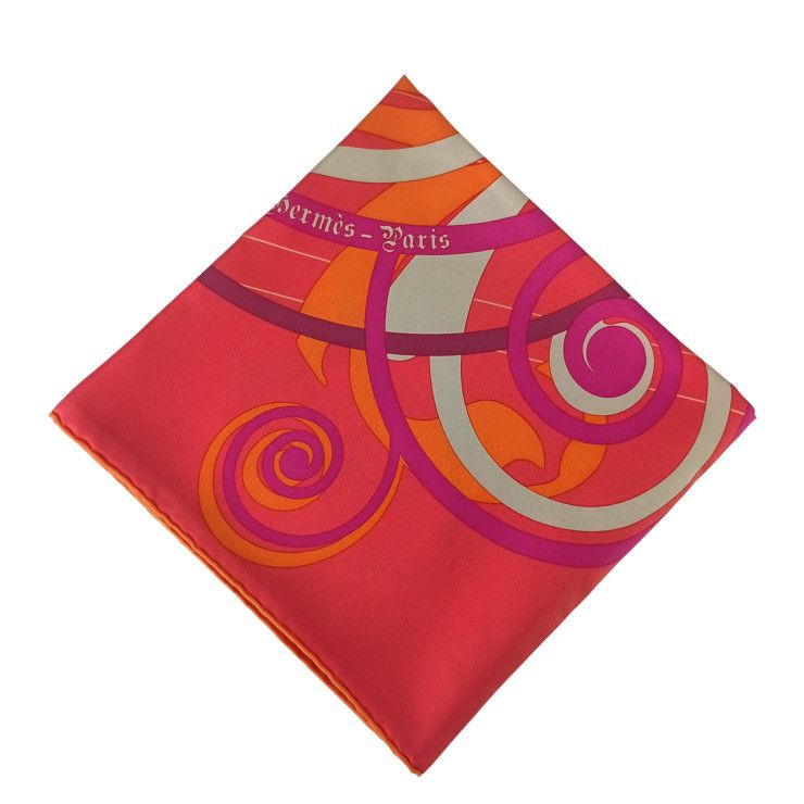 HERMES エルメス スカーフ カレ90 COMME HISTOIRES レッド系 シルク レディース 超