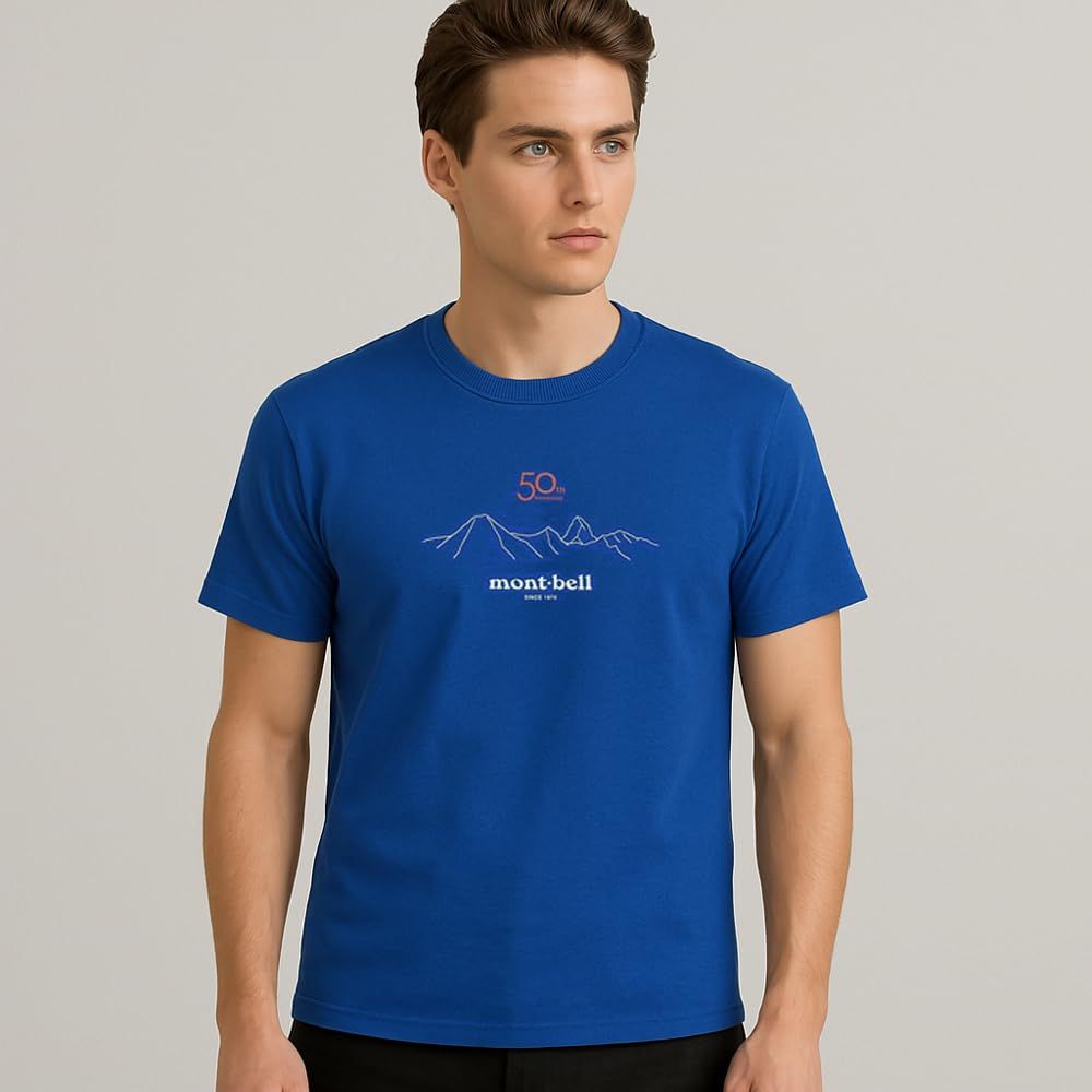 モンベル Tシャツ 半袖 メンズ レディース 50 th WIC.T サミッツ 1114003 ブルー BL XS