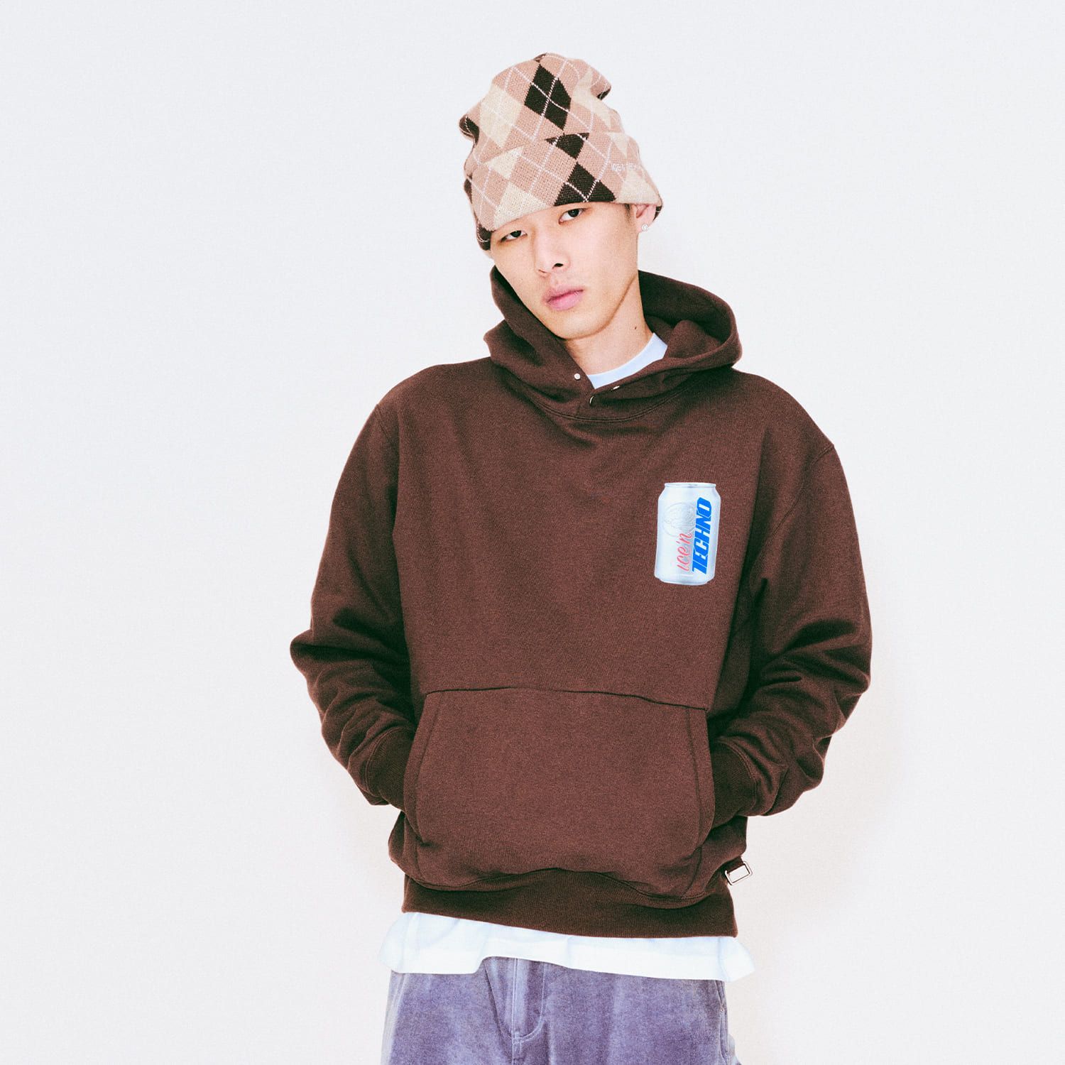 ICE - TECHNO 25AW ARGYLE BEANIE BEIGE ニットビーニー ニットキャップ アーガイル ベージュ