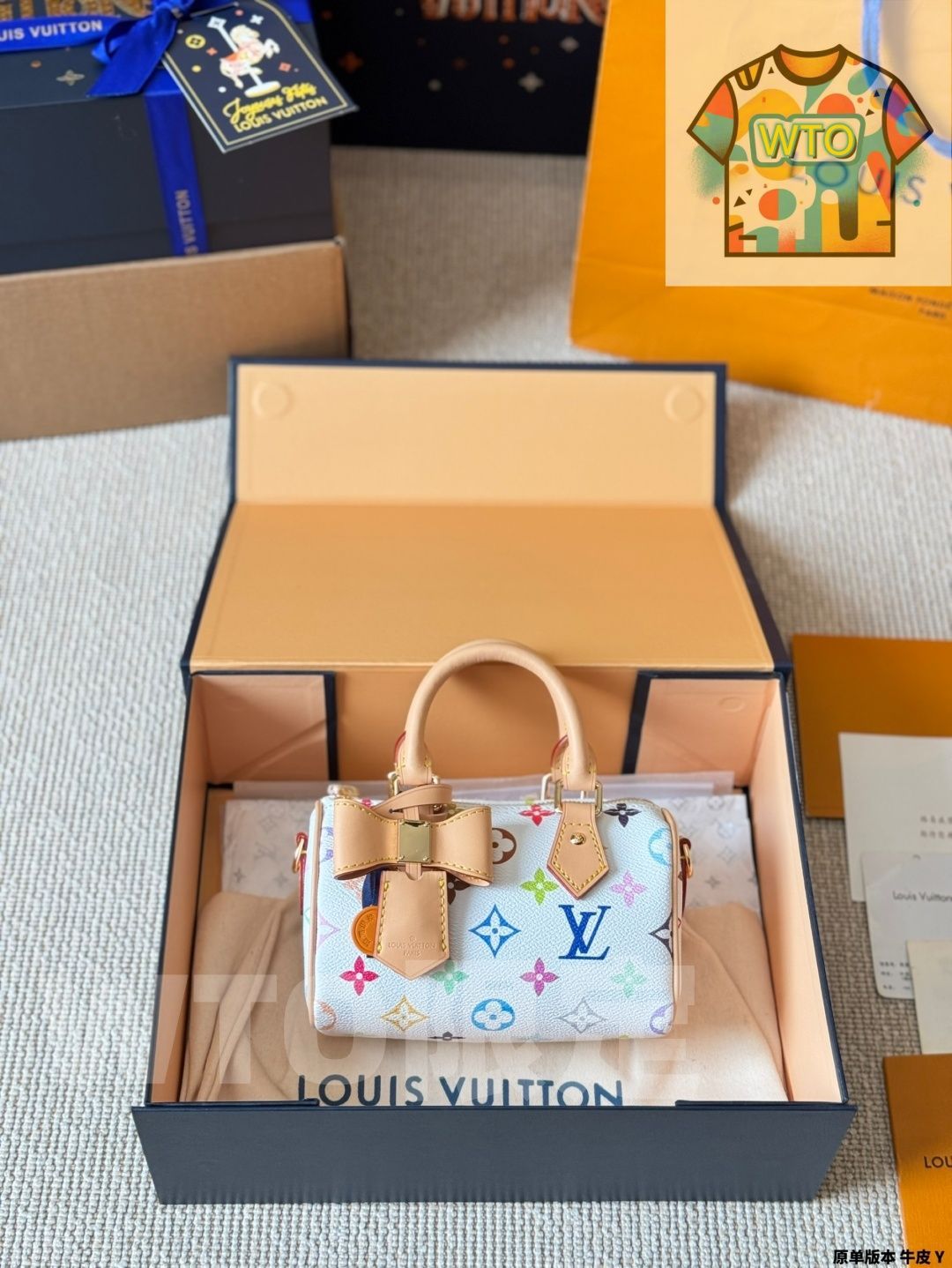 今日 LV Nano Speedy 16 村上隆 白三彩 ピローバッグ ルイ ヴィトン ナノ スピーディ 16 ピローバッグ