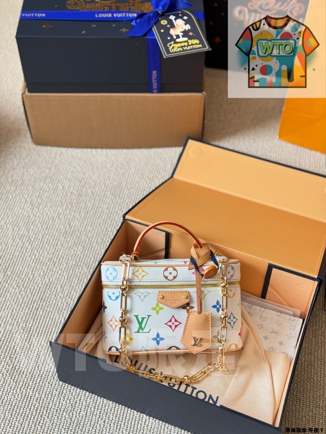  今日 LV 2025 村上隆 白三彩 Vanity Chain Pouch ルイ ヴィトン ヴァニティ チェーン ポーチ ショルダーバッグ ショルダーバッグ