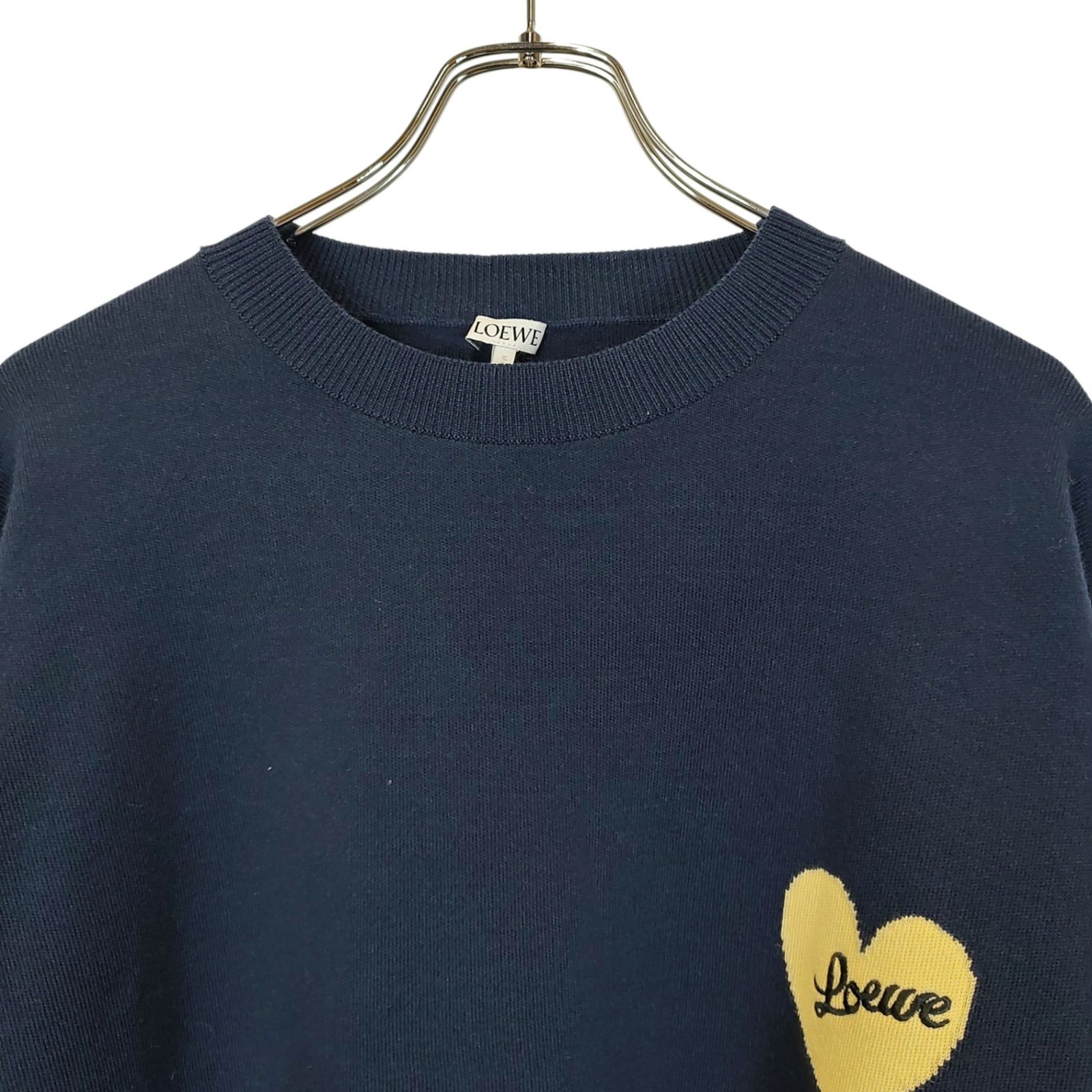 ＬＯＥＷＥ ロエベ ハートロゴ セーター ネイビー×ブルー LOEWE 美品 ロエベ ハートロゴ サイズS ネイビー ブルー ウール ニット