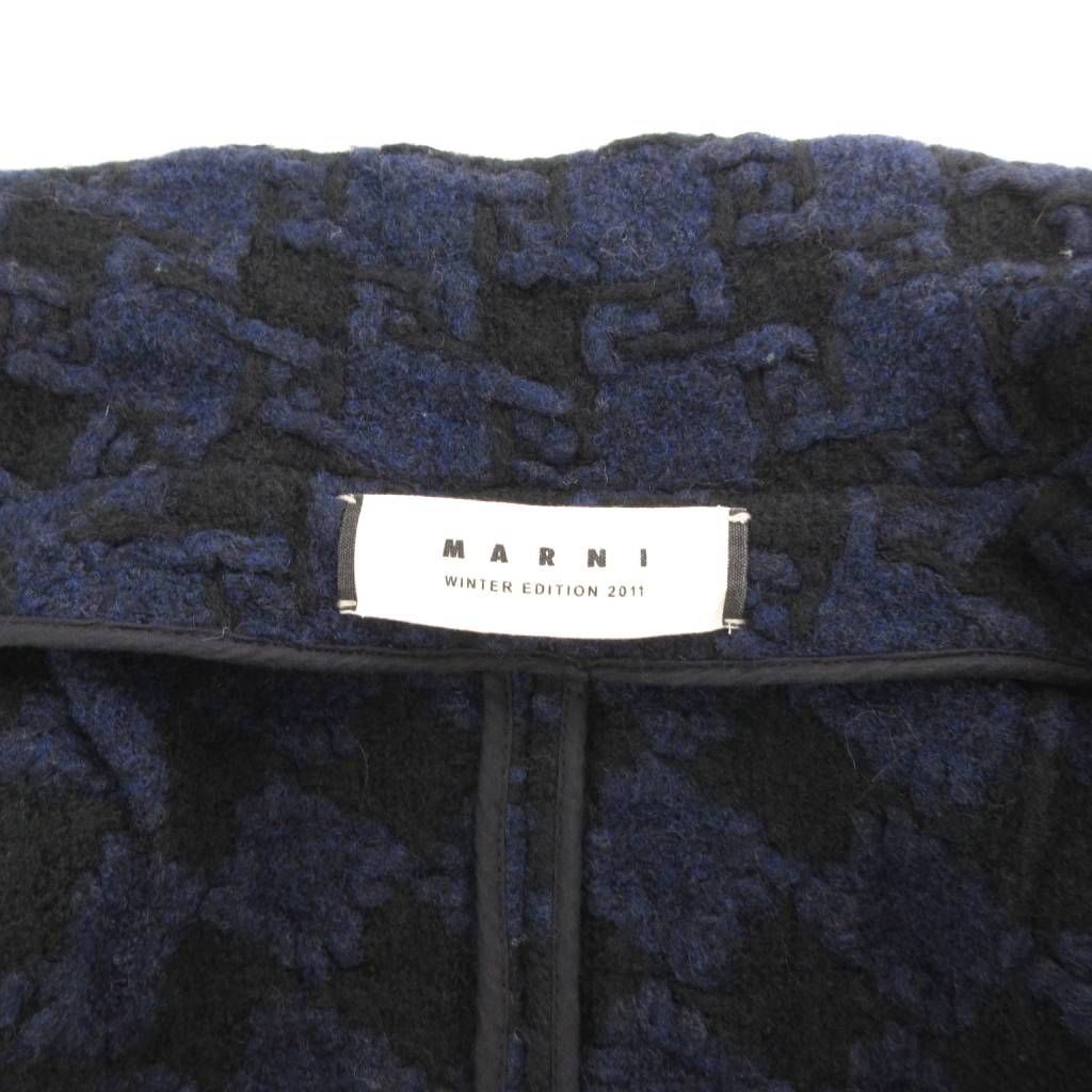 【美品】マルニ　MARNI　ロングコート　カシミヤ88％　ツイード　ネイビー MARNI（マルニ）チェスターコート 紺 サイズ:44(S位) メンズ