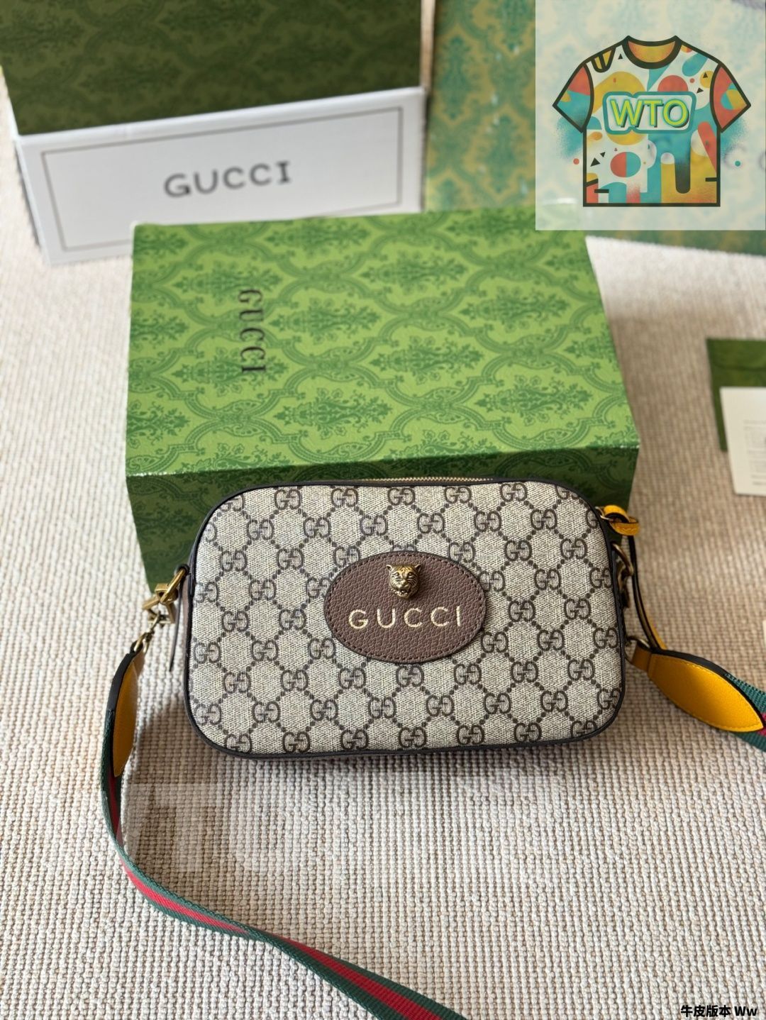 WTO通販 Gucci Ophidia Camera Bag Authentic Ebony Cowhide グッチ オフィディア カメラバッグ オリジナルエボニー色牛革-WTO輸入-PRF55