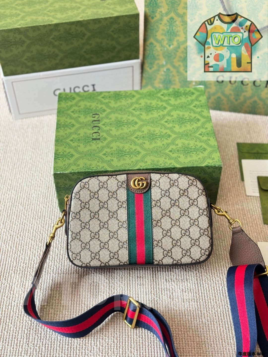 WTO通販 Gucci Ophidia Camera Bag Vintage Ebony Cowhide グッチ オフィディア カメラバッグ ヴィンテージエボニー牛革-WTO輸入-LAR50
