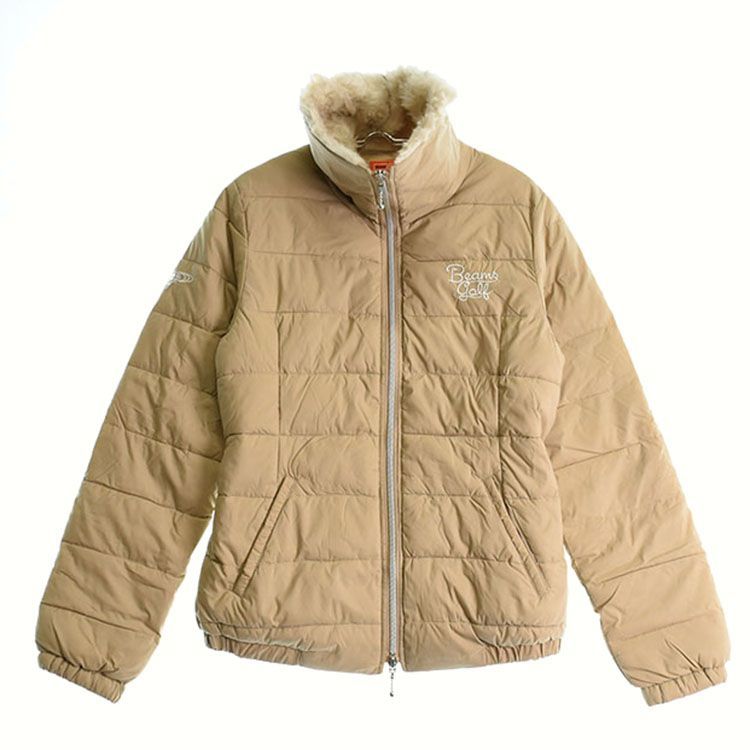 使用感 小 ビームスゴルフ｜レディース｜M サイズ｜ 長袖中綿ジャケット ｜秋冬｜ ベージュ系｜古着ゴルフウェア