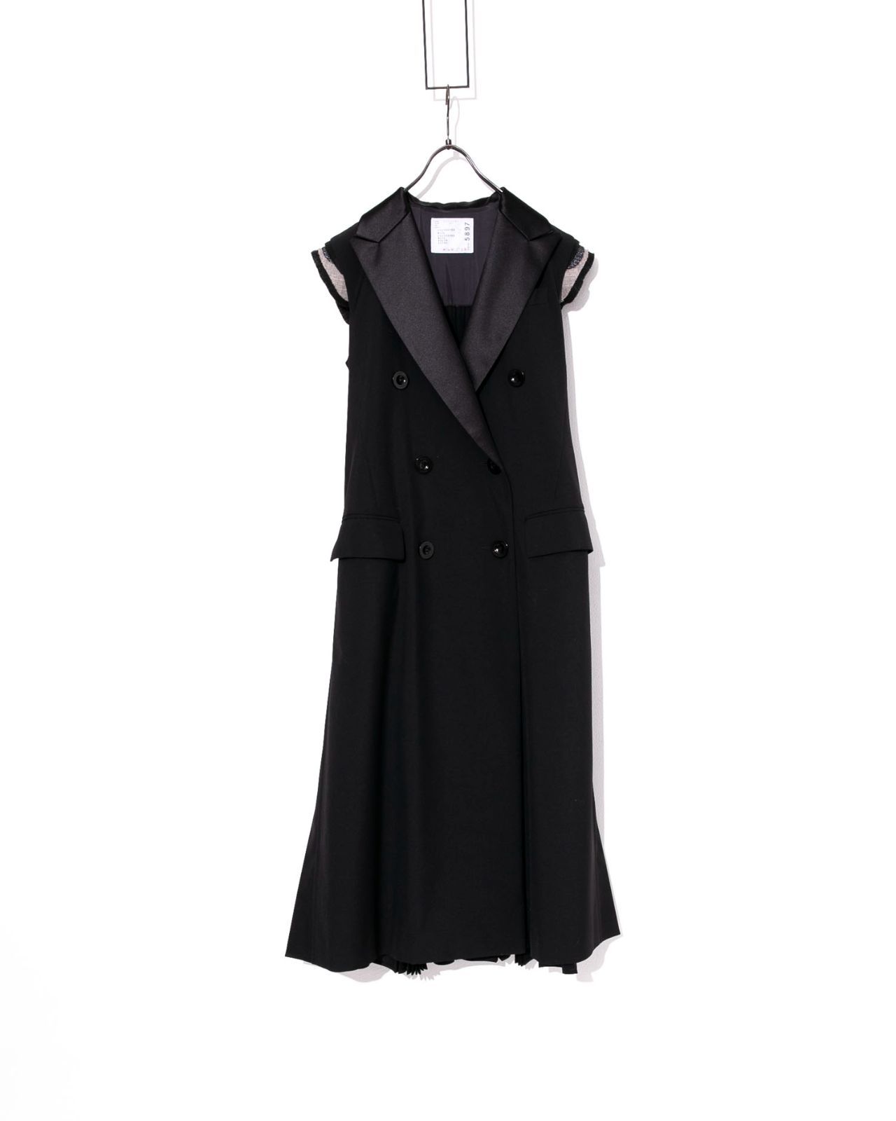 sacai サカイ Suiting Long Vest 22-05897 ノースリーブコートドッキングロングジレ ワンピース