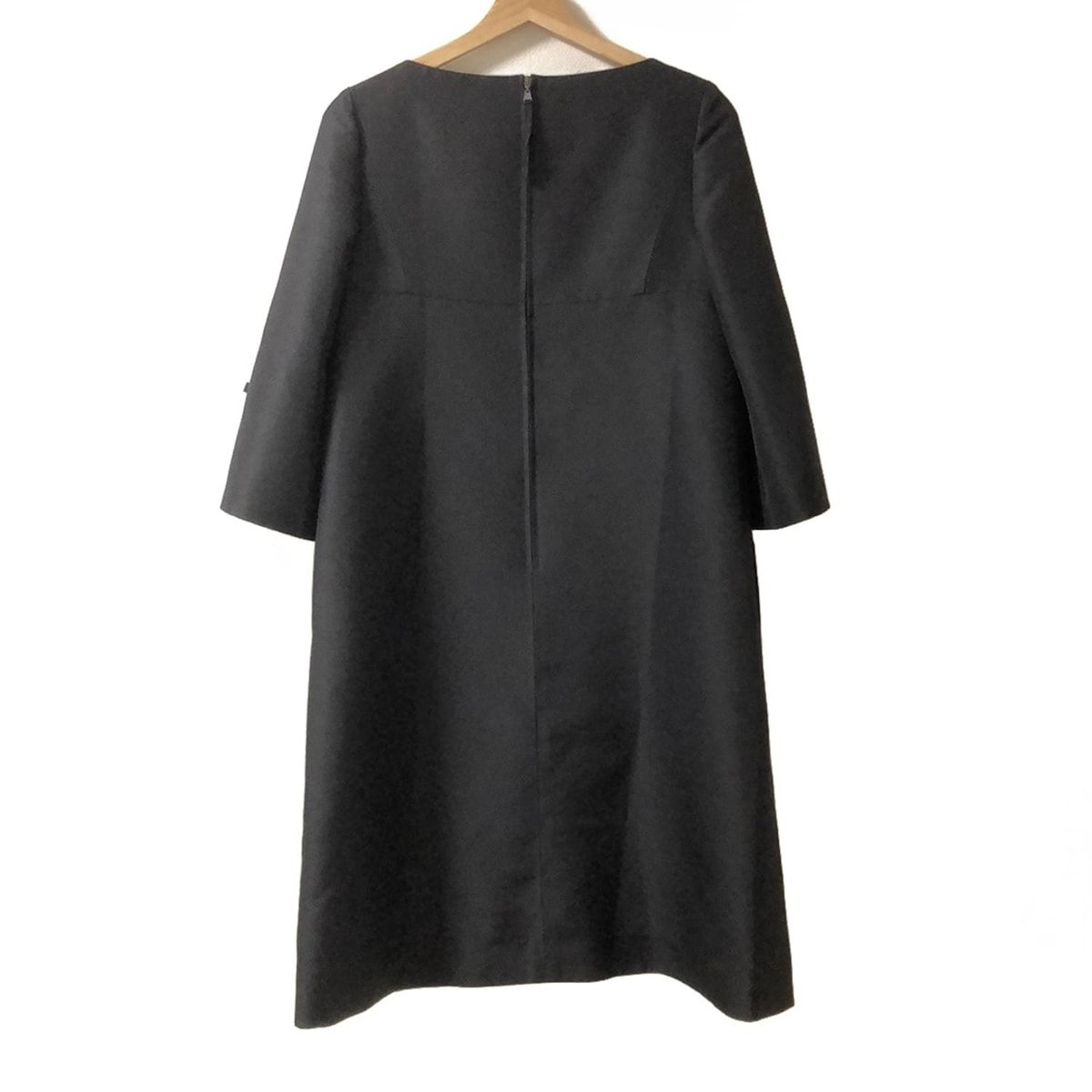 FOXEY フォクシー ワンピース サイズ40 M レディース - 43229 黒 クルーネック 長袖 ひざ丈 リボン