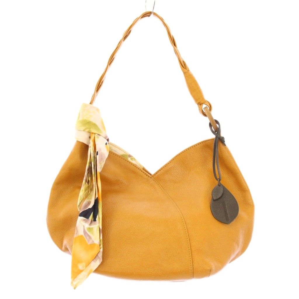 マザーハウス MOTHERHOUSE ワンショルダーバッグ Vカット レザー ロゴチャーム マスタード /BB