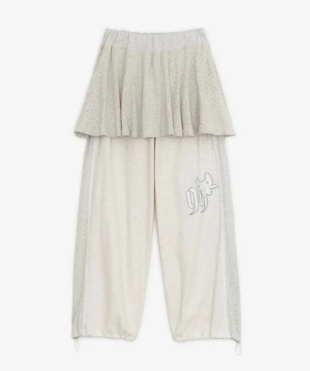 ハグユアースキン パッチ スカート レイヤード ジョガー パンツ