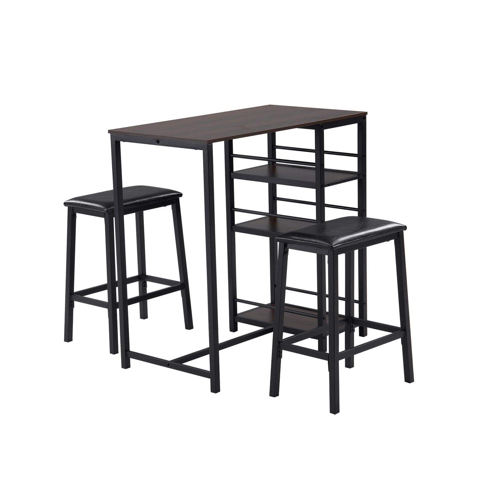 超人気！新作 カウンター3点セット ダイニング 2人掛 Black+Brown 2人