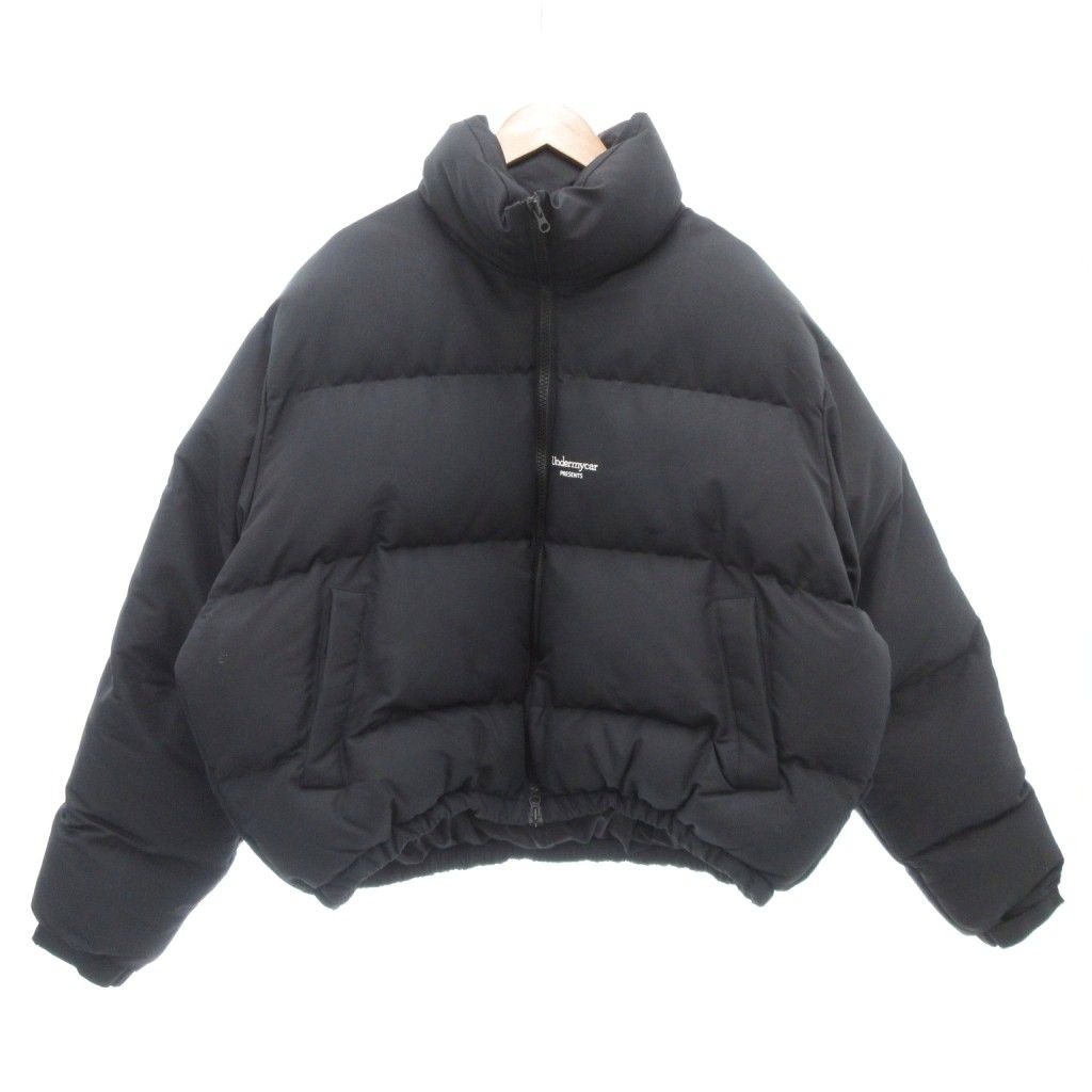 アンダーマイカー undermycar 美品 MU.15 ANTI FXXKING LOGO PLAY TRIPLE LOGO CROP PADDING JACKET 中綿ジャケット ロゴ刺繍 黒 ブラック /AE