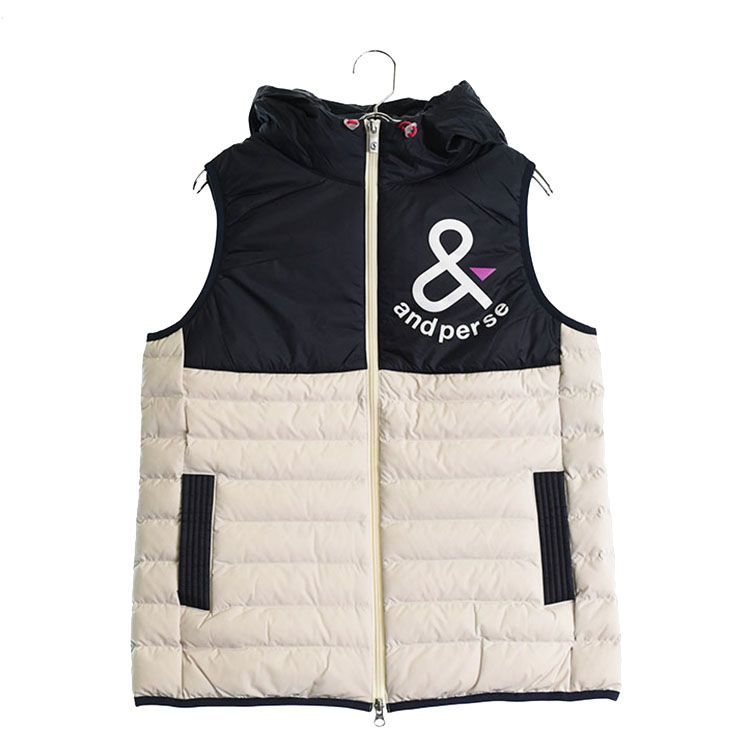 使用感 小 アンパスィ|レディース|Lサイズ| 中綿ベスト|秋冬|ホワイト系|古着ゴルフウェア