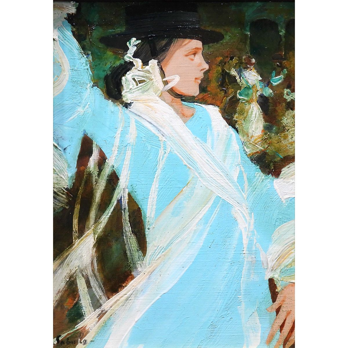 斎藤三郎 セビリヤーナス 油彩SM 人物画 女性像 美人画 セビリヤの娘