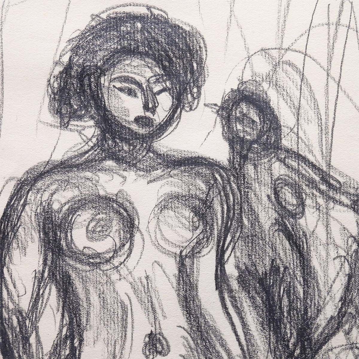 梅原龍三郎 裸婦 紙に鉛筆3号大 人物画 鑑定書付 女性像 師:ルノワール