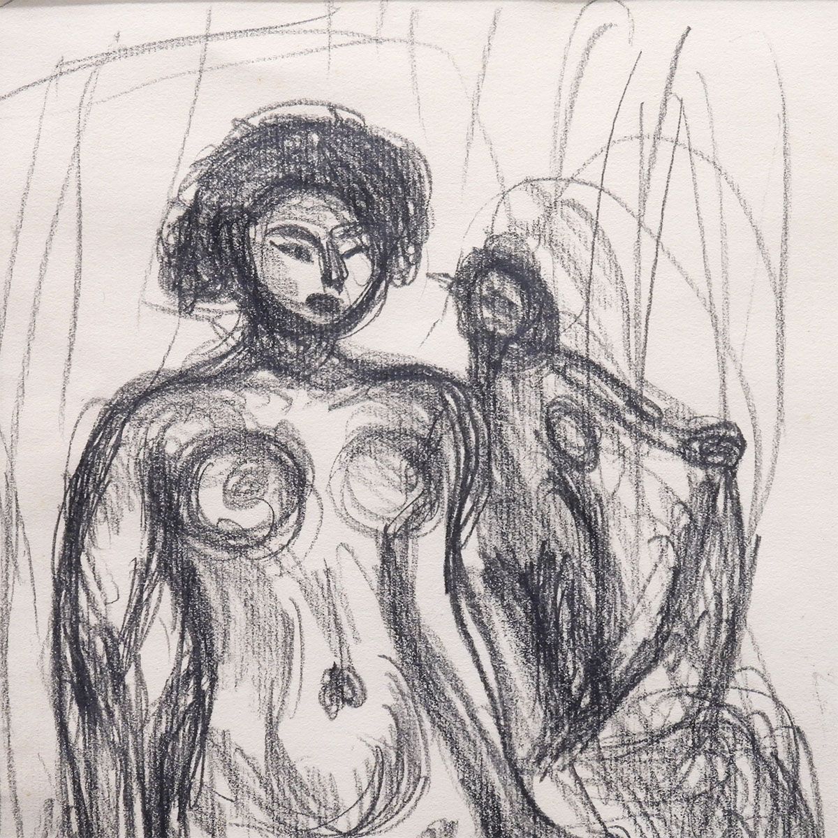 梅原龍三郎 裸婦 紙に鉛筆3号大 人物画 鑑定書付 女性像 師:ルノワール