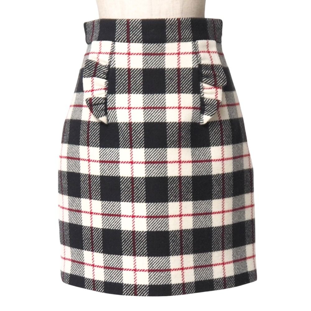Miu Miu ミュウ ミュウ ミニスカート サイズ38 チェック フリル ウール タイトスカート ブランド古着 20251111 RA6532