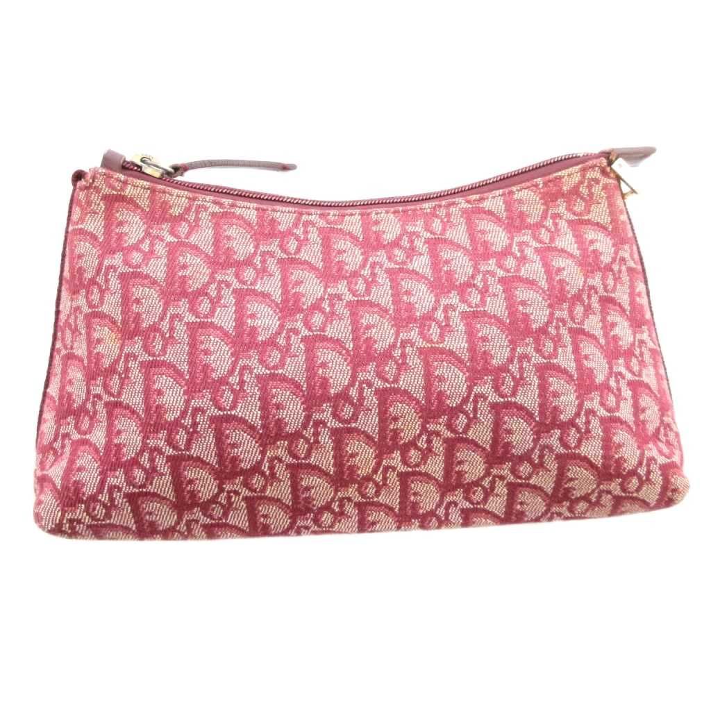 クリスチャンディオール Christian Dior ポーチ ミニバッグ キャンバス トロッター 総柄 赤紫 ボルドー PZ0002 JS